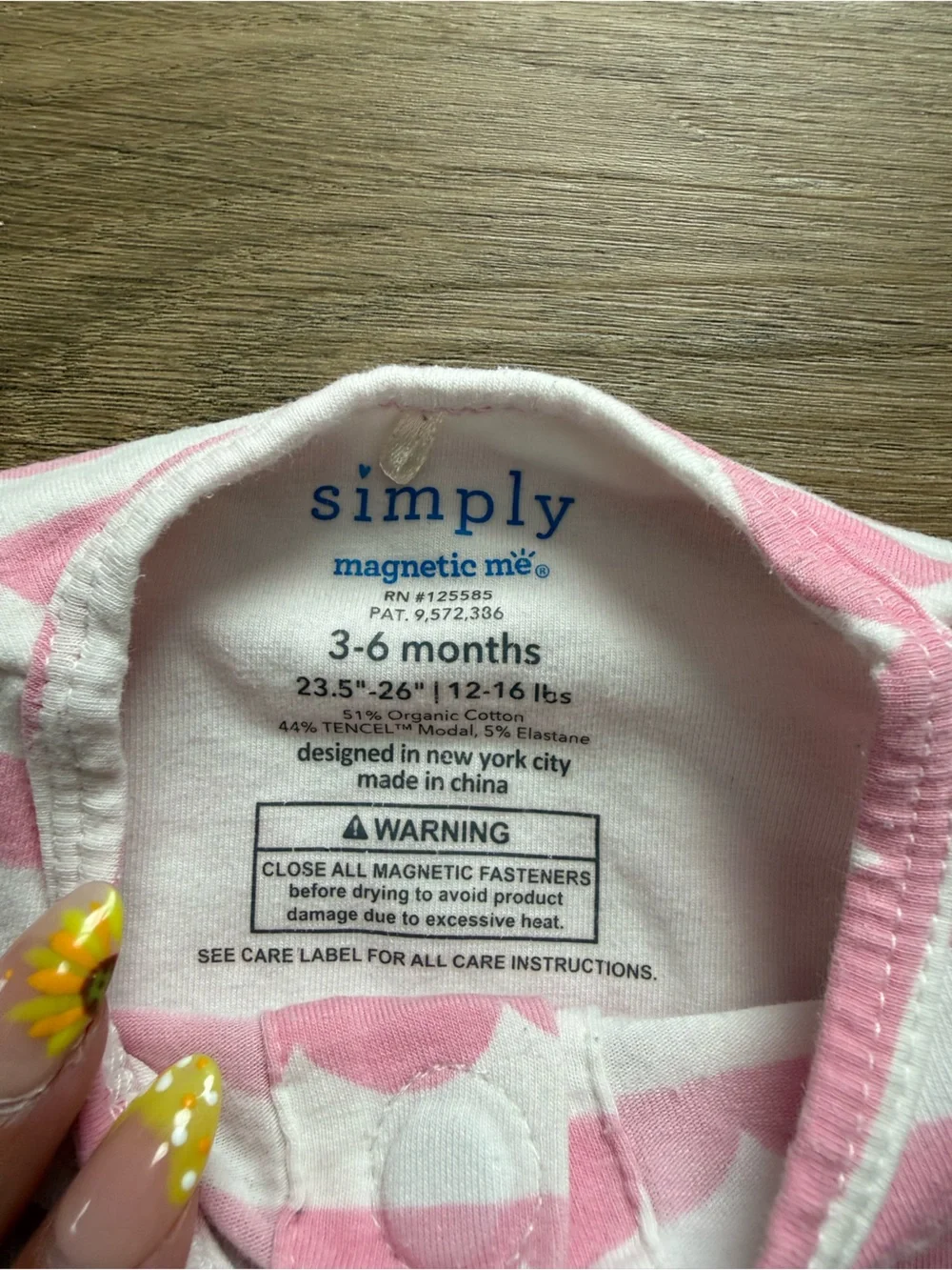 Simply Magnetic Me 3-6months Pink & White One-Piece Pajamas